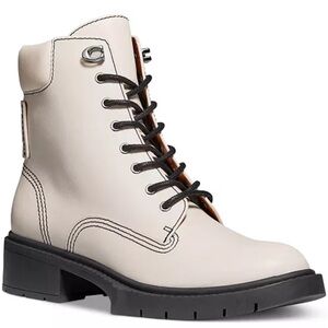 Coach Cream and Black Combat Boots